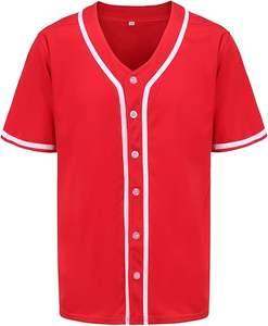 Jersey de béisbol liso con botones para hombre, uniforme de equipo de softbol en blanco, camisetas activas de manga corta Hipster de Hip Hop - Product Image 1