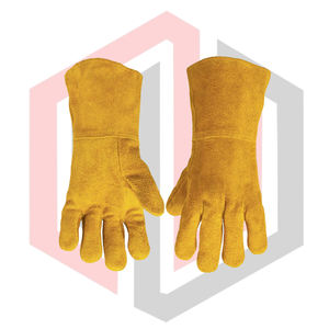 Gants de soudage en cuir fendu résistants à la chaleur, antistatiques, résistants aux déchirures, 7 oz, 16 pouces, poignet en tricot, sans silicone, sans poudre - Product Image 5