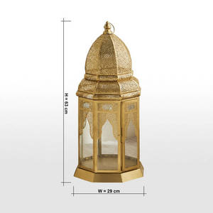 Decoraciones de Ramadán 2027, Candelabro Marroquí Alto de Metal Dorado, Linterna para Iluminación de Piso - Product Image 6