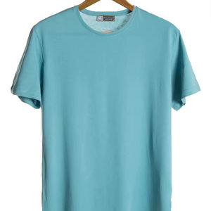 T-shirt vierge en coton vert Vente en gros T-shirt en coton pour homme surdimensionné personnalisé Conception imprimée Coton lourd Décontracté Col rond - Product Image 2