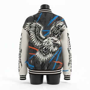 Premium 380 GSM femmes université veste laine polyester mélange avec imprimé aigle illustration Logo personnalisé broderie femmes université veste - Product Image 2