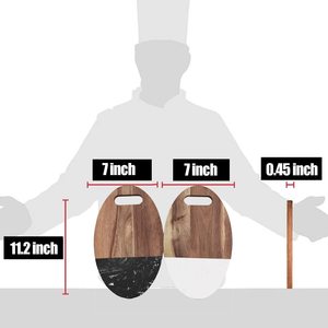 <b>Solid</b> Acacia <b>Wood</b> Cutting <b>Board</b> with Marble Splicing for Household Use-Meat Bread Fruits Chopping 2 Pieces - Product Image 2
