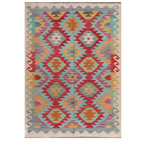 Alfombra Kilim de Maimana, Afganistán, 200 x 146 cm, Juego de Alfombras - Product Image 1