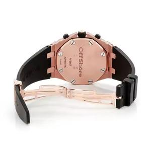 Lujo Tres Sub Dial Mecánico Iced Moissanite Diamond Rose Gold Glass Dial Window Diver Hip Hop Reloj de goma - Product Image 6