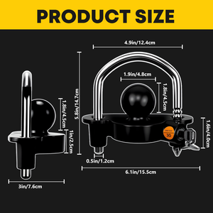 Vypart Kit de verrouillage noir en U pour attelage de remorque avec verrous de goupille de récepteur 1/2 et 5/8, système de sécurité pour attelage de remorque - Product Image 2