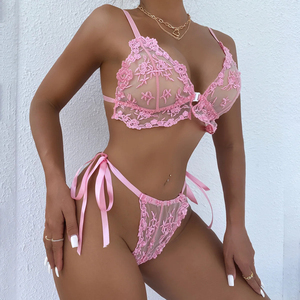 Sexy Women Floral Mesh <b>Push</b>-<b>Up</b> Breathable Lace Bra Panty <b>Set</b> Elegant Sheer Lingerie Two Piece Intimate Underwear Comfort Fit - Product Image 4