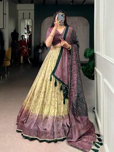 This Vichitra silk <b>lehenga</b> with delicate prints brings heritage vibes with a modern festive touch - Product Image 2