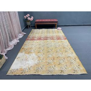 5.2x9.6 ft Rug, Turkish Vintage Rug, <b>Yellow</b> <b>Wool</b> Rug - Product Image 5