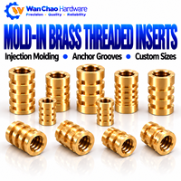 Mold-In Brass Threaded Inserts Knurled Female Thread Inserts for Plastic Injection Molding Custom Sizes