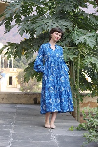 Robe indienne en coton à motifs floraux pour femmes, tenue d'été faite à la main, robes de mode décontractées - Product Image 2