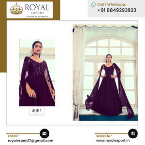 Vêtements ethniques indiens modernes les plus vendus Collection de robes longues brodées en georgette par Royal Export - Product Image 4