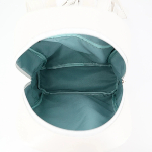 Minimalist White Microfiber <b>Backpack</b> with Front Zip Pocket Lightweight Softback Design Unisex Daily Use Shoulder <b>Straps</b> Handle - Product Image 6
