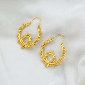 Pendientes de Aro con Diseño Tribal, Joyería Boho de Latón para Mujer, Chapados en Oro de 18k, Diseño Étnico, Venta al Por Mayor - Product Image 2