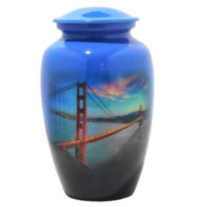 Urnes funéraires classiques en aluminium fini marbre brun Urnes funéraires en métal de haute qualité avec bande de gravure - Product Image 5