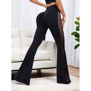 Jane's Women's High Waist Scuba <b>Leggings</b> with Side Mesh Panel Detail, <b>Flare</b> Bootcut Yoga Pants for Casual Daily Wear - Product Image 4