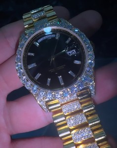 Montre mécanique de luxe en diamant Moissanite VVS Premium Full Yellow View MIYOTA en acier inoxydable Logo personnalisé Style Hip Hop - Product Image 2