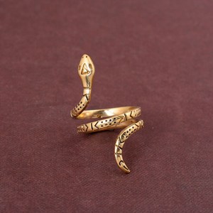 Gothic <b>Snake</b> Brass Wrap 18k <b>Gold</b> Plated Serpent Open Wholesale <b>Ring</b> for women - Product Image 2