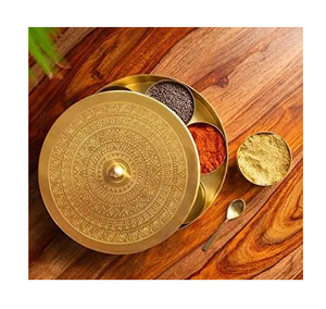 Boîte à épices en laiton personnalisée pour la cuisine boîte d'assaisonnement boîte Masala Dabba meilleure vente vente - Product Image 3