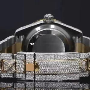 Edición limitada de alta calidad, esfera árabe de dos tonos, reloj de diamante de moissanita helado, movimiento automático, pantalla analógica, Sub único - Product Image 5