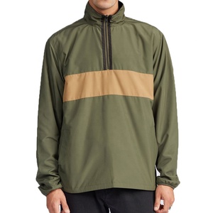 Proveedor de Ropa Masculina de Moda OEM, Chaqueta Deportiva Cortavientos al por Mayor, Bloques de Color, Lisa, Media Cremallera, Cortavientos - Product Image 4