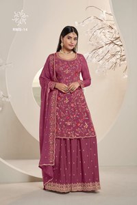 ชุดซอลวาร์ออแกนซ่าผ้าโปร่งบางมาใหม่สไตล์ทันสมัยพร้อมงานปักจำนวนมากผลิตจากอินเดีย - Product Image 5