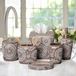 Ensemble de salle de bain de qualité supérieure Couverture en cuir bleu Acier inoxydable Argent poli Chrome plaqué Design de luxe Designer Lot de 5 - Product Image 4