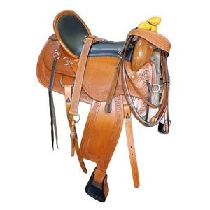 Confortable fait à la main en cuir véritable Western Pleasure Riding Horse Saddle Wholesale Cowboy Style for Riding Reining Roping - Product Image 4
