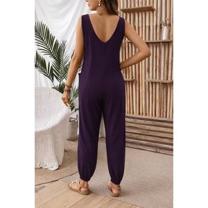 Jane's Women's Strappy Round Neck Viscose <b>Jumpsuit</b> <b>with</b> <b>Pocket</b> Details - Comfortable Casual Wear, Model 31893 - Product Image 3