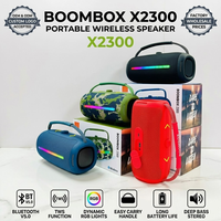 Enceinte portable sans fil BOOMBOX2300, haute puissance, basses profondes, son stéréo, LED RGB, enceinte de fête extérieure avec poignée