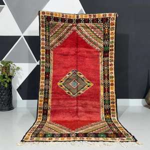 พรมโมร็อกโกแท้ ทำมือจากขนสัตว์ ลายเบอร์เบอร์แบบดั้งเดิม สไตล์วินเทจและโมเดิร์น สำหรับตกแต่งบ้าน - Product Image 1