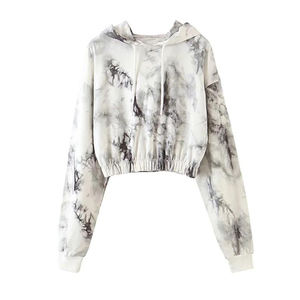 100% Organic Cotton Custom Wholesale <b>Long</b> Sleeve <b>Lady</b> Women <b>Top</b> Breathable Pullover Crop Hoodies for Winter French Terry Style - Product Image 1