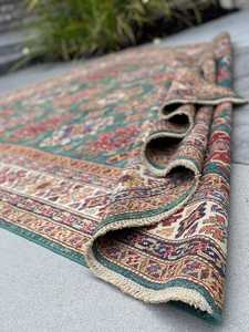 พรมขนสัตว์โบราณ ทำมือ สีแดงเขียว ลายวินเทจ สำหรับสวดมนต์ แบบชนเผ่าคาซัค อัฟกัน สำหรับตกแต่งห้อง พรมสั่งทำพิเศษ - Product Image 4