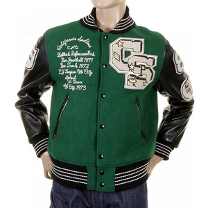 Leather Sleeve Chenille <b>Patches</b> Embroidery Logo Stand Breathable Varsity <b>Jacket</b> OEM Custom Wool School College Baseball Winter - Product Image 1