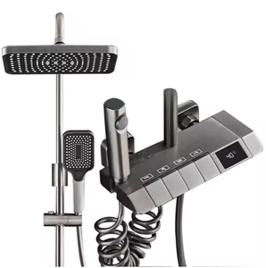 Miscelatore <span class=keywords><strong>doccia</strong></span> a 4 funzioni <span class=keywords><strong>con</strong></span> temperatura costante, grigio ottone, a forma di tasti di pianoforte, per <span class=keywords><strong>vasca</strong></span>, <span class=keywords><strong>con</strong></span> acqua calda <span class=keywords><strong>e</strong></span> fredda - Product Image 1