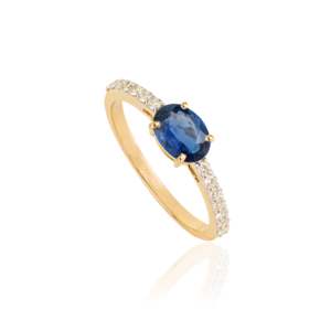 Bague rectangulaire en or 14 carats plaqué rhodium avec saphir bleu et diamants sertis clos, style classique géométrique pour anniversaire féminin - Product Image 5