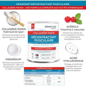 <span class=keywords><strong>Granions</strong></span> COLLAGÈNE MARIN RELAXANT MUSCULAIRE Collagène Marin Hydrolysé Type 1 Faible Poids Moléculaire Formule Ultra Complète Pot de 300g - Product Image 4