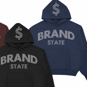 Streetwear Rhinestone Hoodie Sweat à capuche zippé pour homme Pull à col haut avec fermeture éclair - Product Image 2