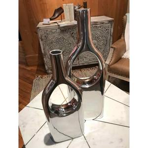 Juego de Jarrones de Metal con Acabado Plateado, Elegante y Moderno, Ideal para Regalos, Decoración de Interiores y Hostelería, Venta al por Mayor desde India - Product Image 5