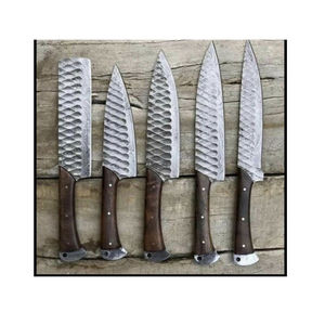 Ensemble de couteaux de chef de cuisine écologiques en acier Damas sur mesure OEM 5 pièces couteaux de chef japonais Pakka en bois multifonctionnels avec logo personnalisé - Product Image 5
