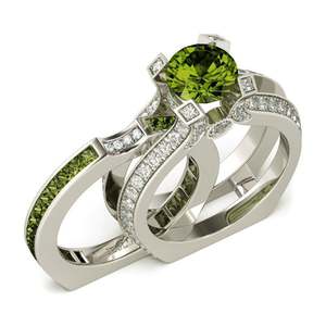 Ensemble de bagues de mariage Jeulia en argent sterling à coupe ronde interchangeable - Product Image 1