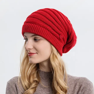 Nouveau automne hiver Style chaud tricoté chapeaux tricot fibres acryliques bonnets casquette pour femmes personnalisé couleur LOGO - Product Image 1