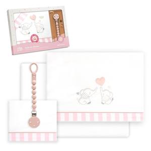 Juego de 3 Piezas de Ropa de Cama para Bebé de Estilo Clásico, 100% Algodón, con Soporte para Chupón, Modelo Parejita Elefante, Patrón Tejido con Personajes - Product Image 1