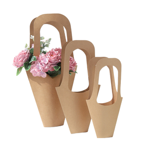 Sac à bouquet en papier kraft personnalisé, sac cadeau pour bouquet de fleurs fraîches, sac à bouquet simple pour la Saint-Valentin, sac en papier kraft à emporter - Product Image 1