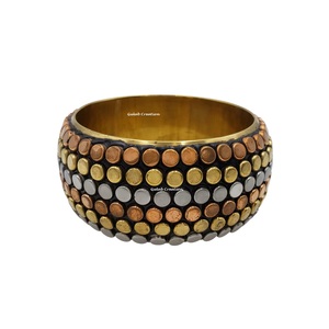 ZAMZAM IMPEX 2025 New Arrival Lightweight Handmade Brass Bangle <b>Bracelet</b> with Tricolor or Trimetal Studs - Product Image 2