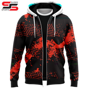 Sweat-shirt à capuche pour homme personnalisé Polyester Coton avec fermeture éclair Logo personnalisé et sérigraphie Sweatshirts à sublimation - Product Image 1