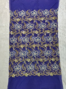 Superior Quality Stunning Fashion Nigerian Mesh <b>Fabric</b> 5 Yard <b>Net</b> Lace <b>Fabric</b> With Exclusive Pattern Work For Wedding Wear - Product Image 1