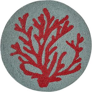 Antique Blue Teal Red <b>Beaded</b> <b>Placemats</b> With Coral Design for Wedding Christmas Decorations Family Gatherings Impressive Parties - Product Image 6