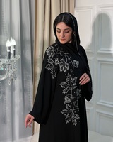 Abaya en Chiffon Premium Superposé Fluide, Anti-Plis, Faite à la Main en Soie, Manches Longues, Couleur Personnalisable