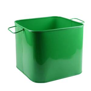 Jardinière de fleurs en métal vert au design étonnant pour la maison et le jardin Jardinière de fleurs décorative de forme carrée avec poignée - Product Image 1