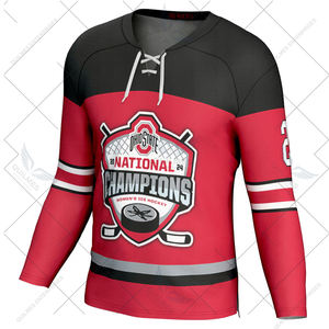 2025 Ohio State Buckeyes mujeres Unisex Hockey sobre hielo campeones nacionales moda Jersey escarlata con logotipo frontal diseño transpirable - Product Image 5